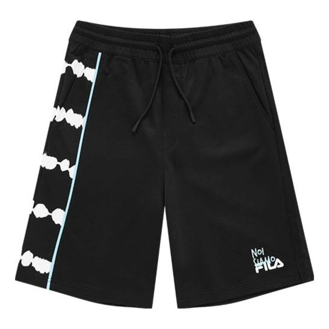 FILA FUSION Tie-Dye Patchwork Knitted Sports 5-Inch Shorts 'Black White' T11M131603F-BK
