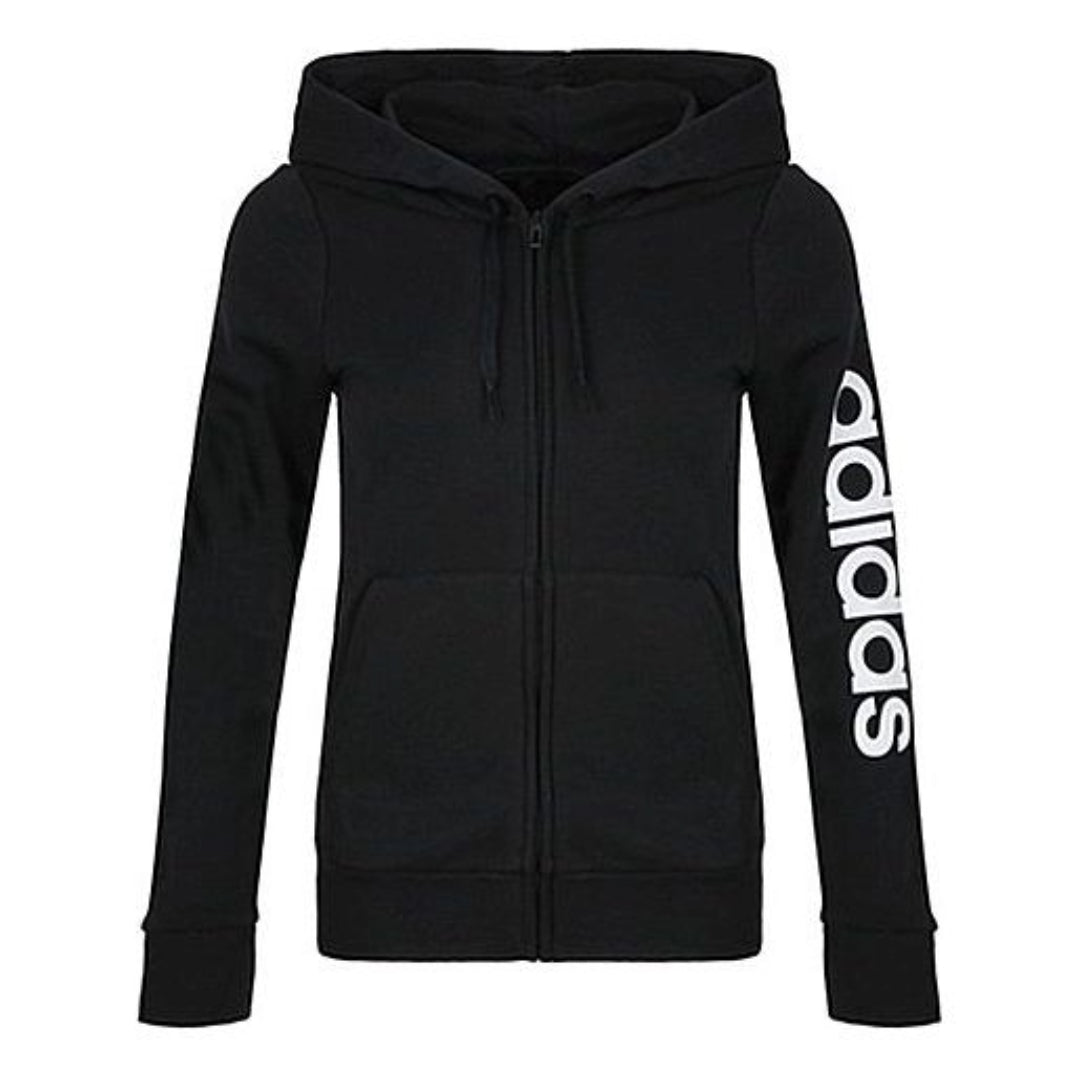 (WMNS) adidas Essentials Linear Hoodie Asia Sizing 'Black White' DP2401
