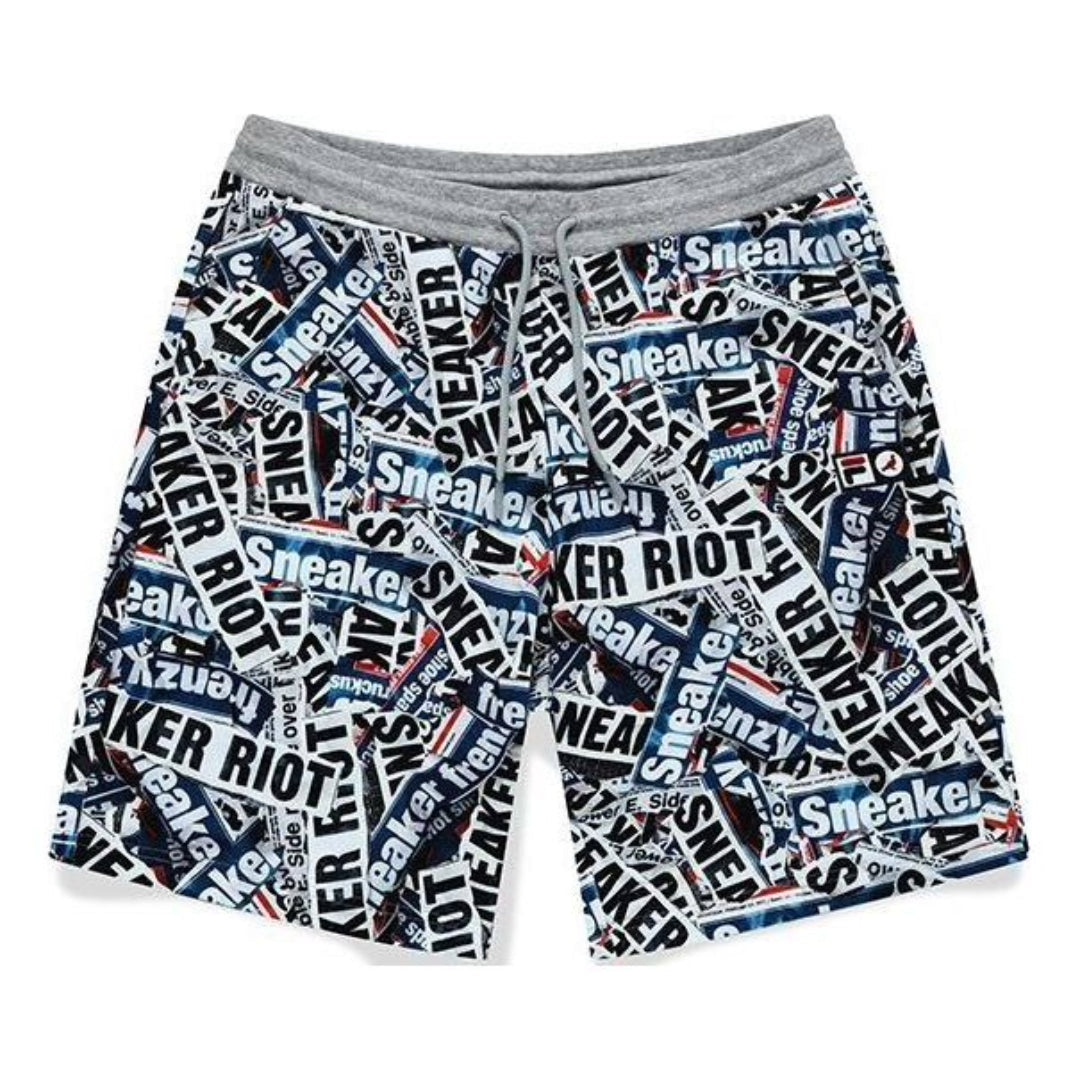 FILA FUSION x Staple Collaboration Letter All-Over Printed Knitted 5-Inch Shorts 'Black White' T11M134601F-GY