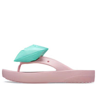 (WMNS) Crocs Classic Platform Bow Flip Flops 'Pink Teal' 210182-606