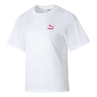 (WMNS) PUMA Graphic Casual T-Shirt 'White Pink' 682345-02