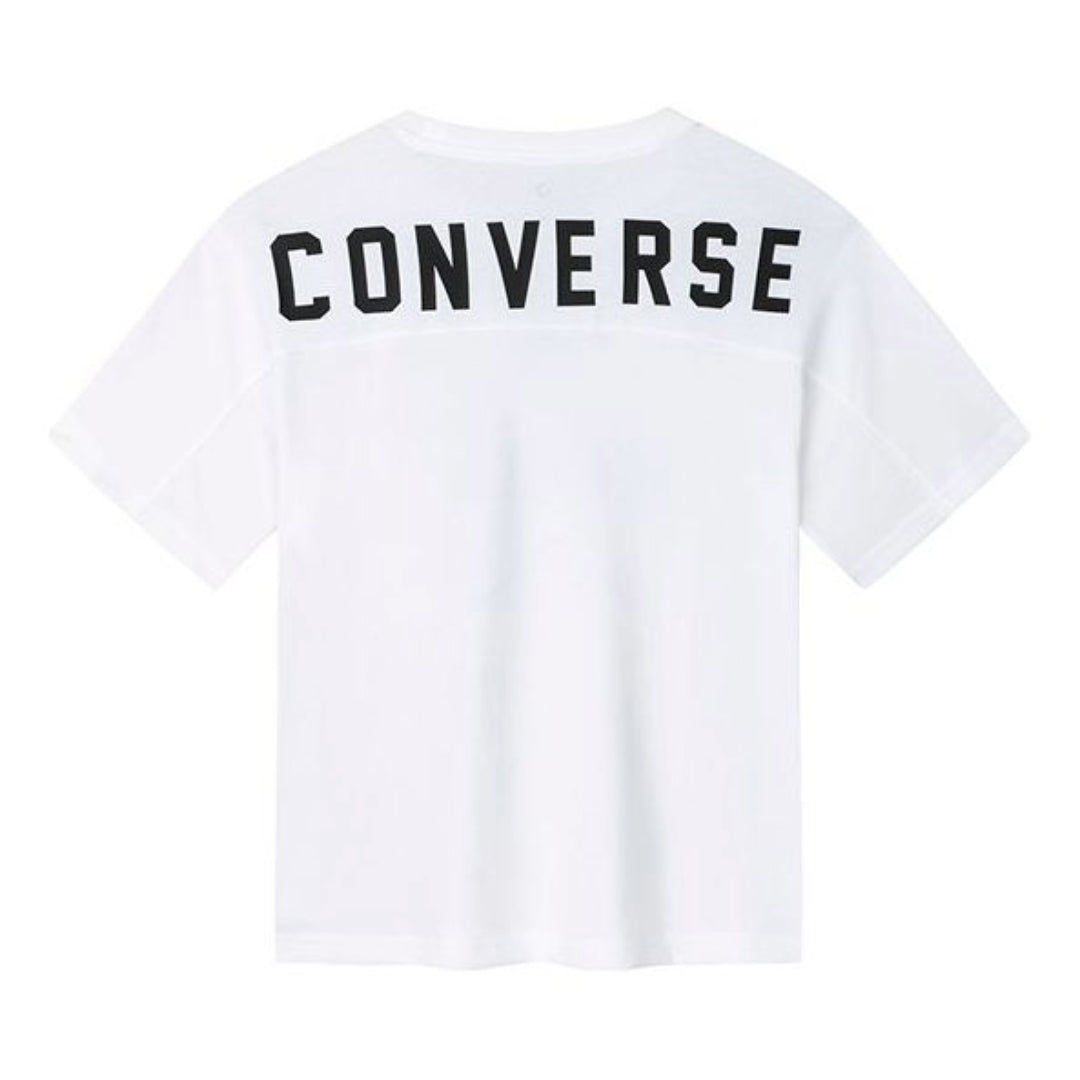 (GS) Converse Logo Printed T-Shirt 'White Black' CV2422028GS-001