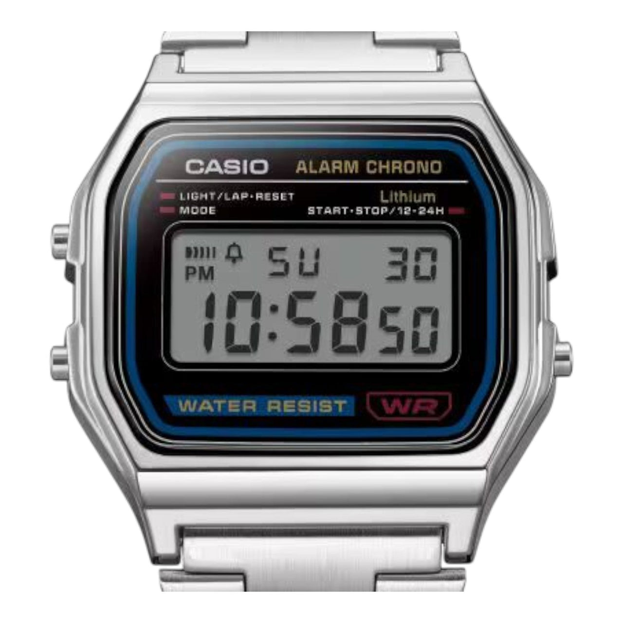 CASIO Vintage Water Resistant Stainless Steel Band LED Light 'Silver' A-158WA-1
