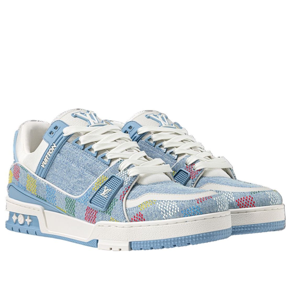 LOUIS VUITTON Denim Demier LV Trainer 'Blue Multi' 1AHCYB