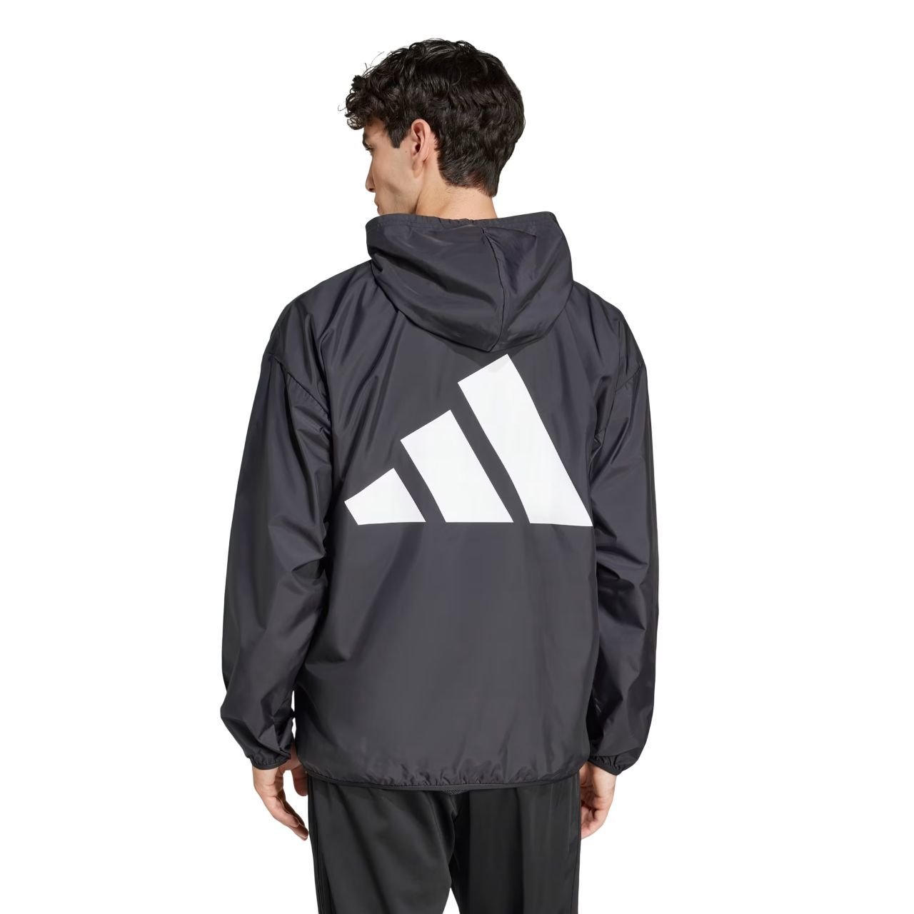 adidas Essentials Big Logo Mesh Windbreaker Jacket Asia Sizing 'Black White' JF3687
