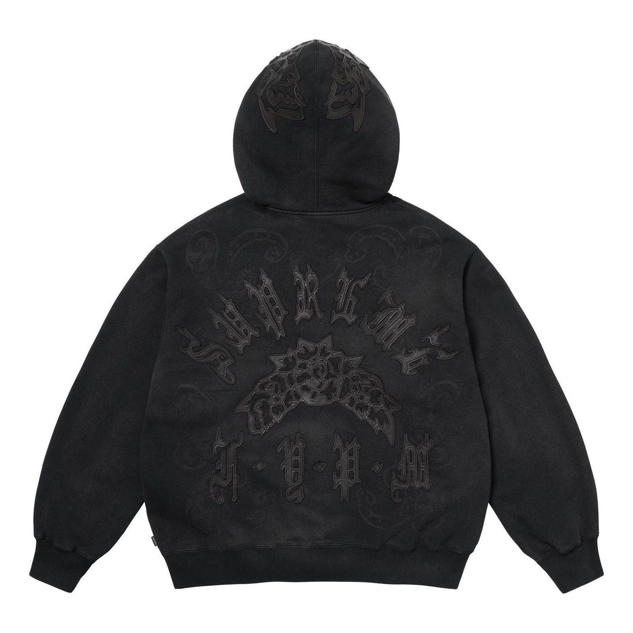 Supreme Leather Appliqué Zip Up Hooded Sweatshirt 'Black' SS25SW65-BLACK