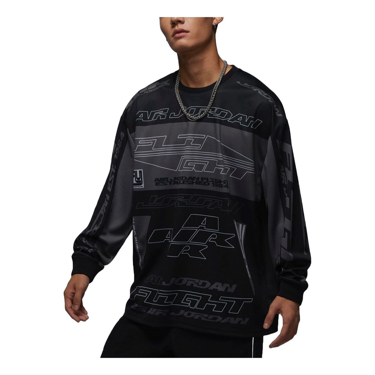 Air Jordan MVP Graphic Sweatshirt Asia Sizing 'Black Grey' FV7240-010