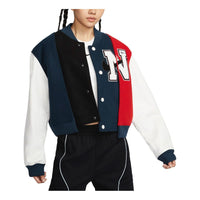 (WMNS) Nike Women by YOON Oversized Varsity Jacket Asia Sizing 'Black Navy White' FZ0281-010