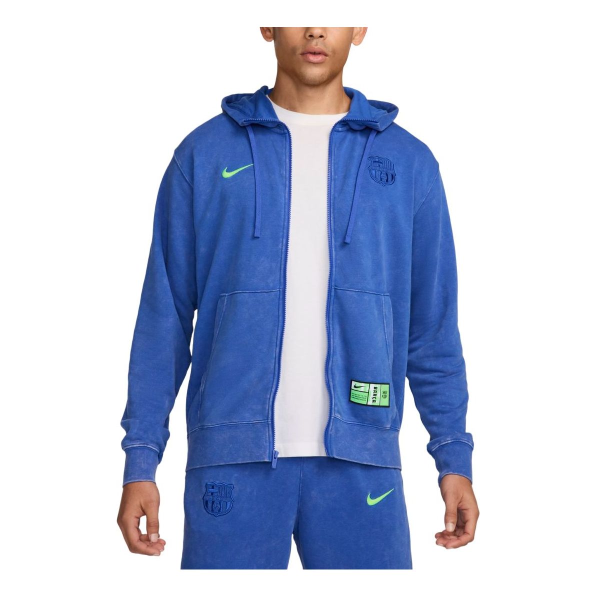 Nike FC Barcelona Club Third French Terry Full-Zip Hoodie 'Royal Lime' FQ2999-405