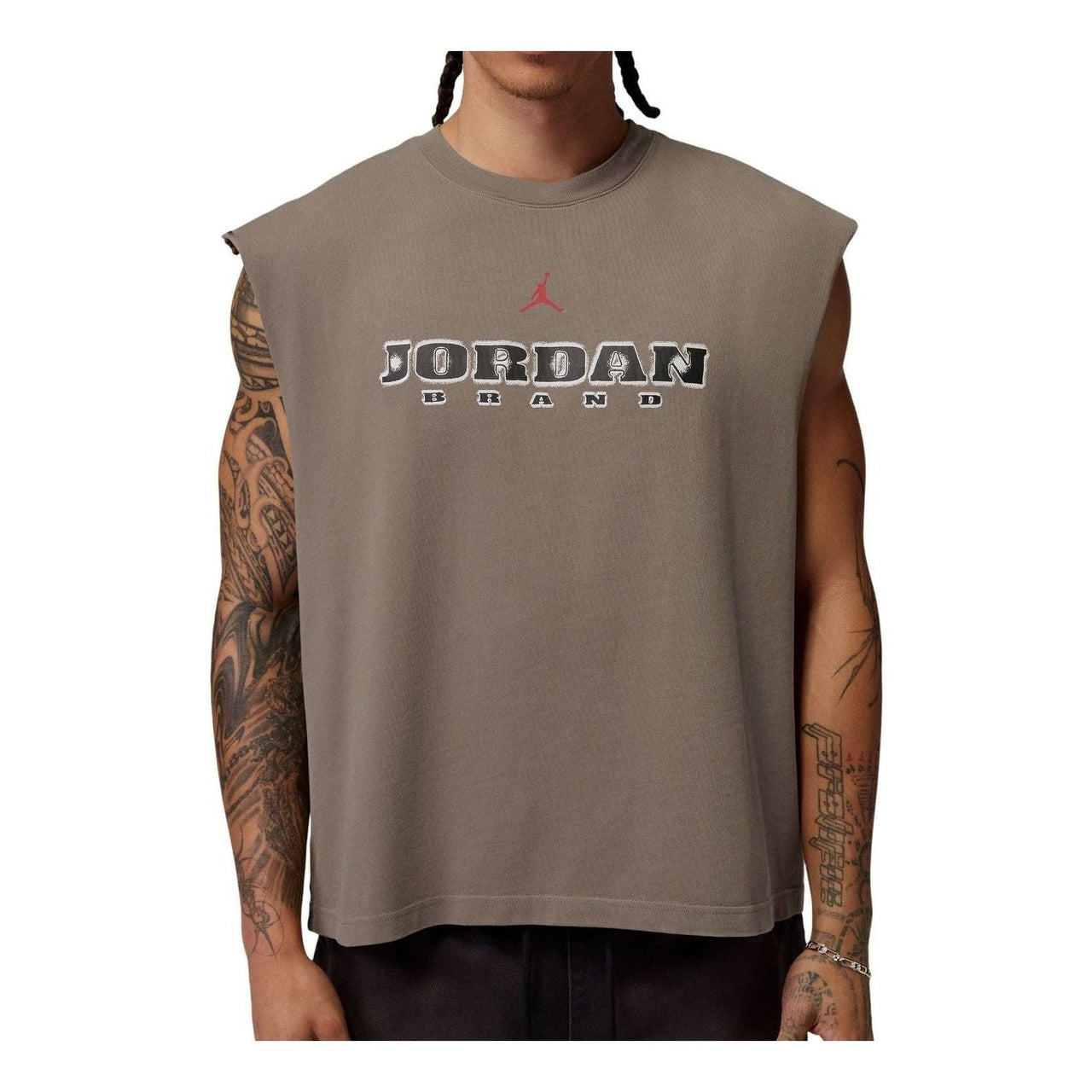 Air Jordan Brooklyn Sleeveless Muscle T-Shirt 'Olive Grey Gym Red' IF3131-040