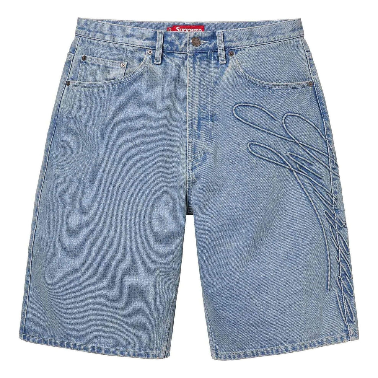 Supreme Script Baggy Denim Shorts 'Teal' SUP-SS24-178
