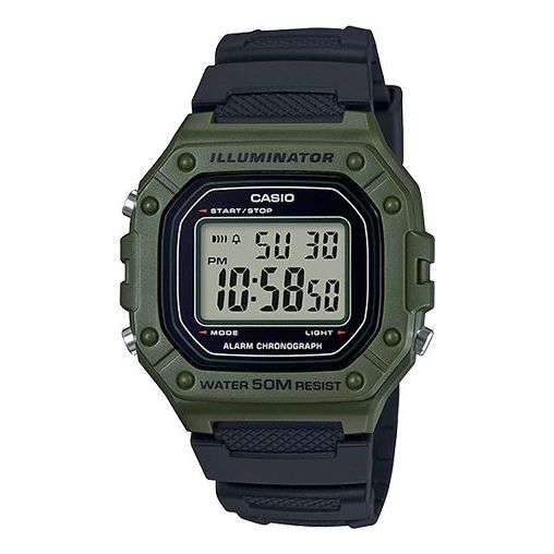 CASIO G Shock Waterproof Mens Black/Green Digital W-218H-3A