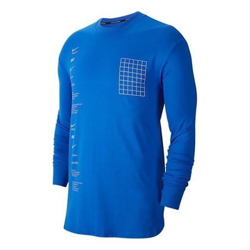 Nike Alphabet Pattern Printing Sports Long Sleeves Blue BQ8183-405