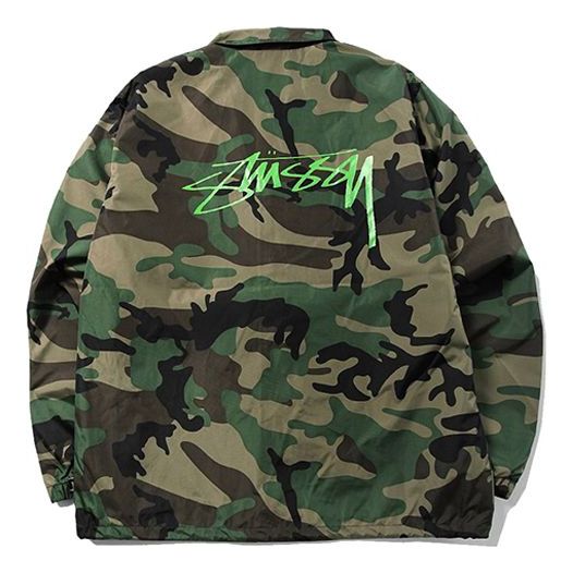 Stussy Unisex Printing Coach Jacket Green 115402