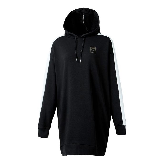(WMNS) PUMA hooded Casual Long Pullover Dress Black 578616-01