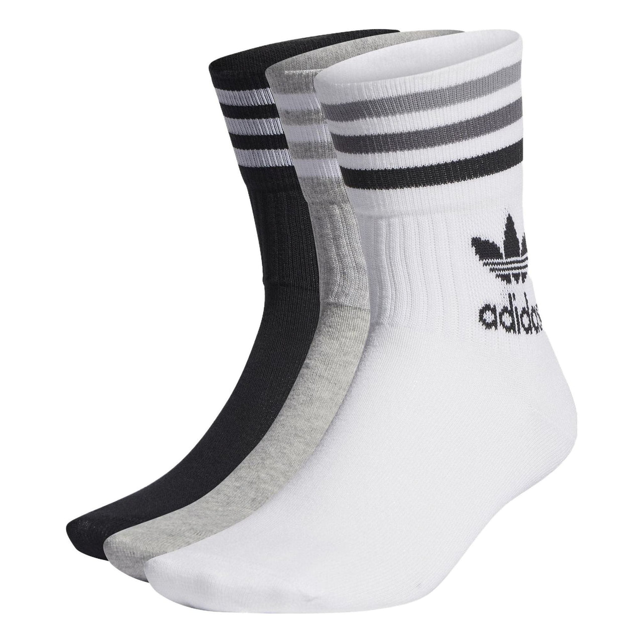 adidas Originals Mid Cut Crew Socks 'White Grey Black' HC9554