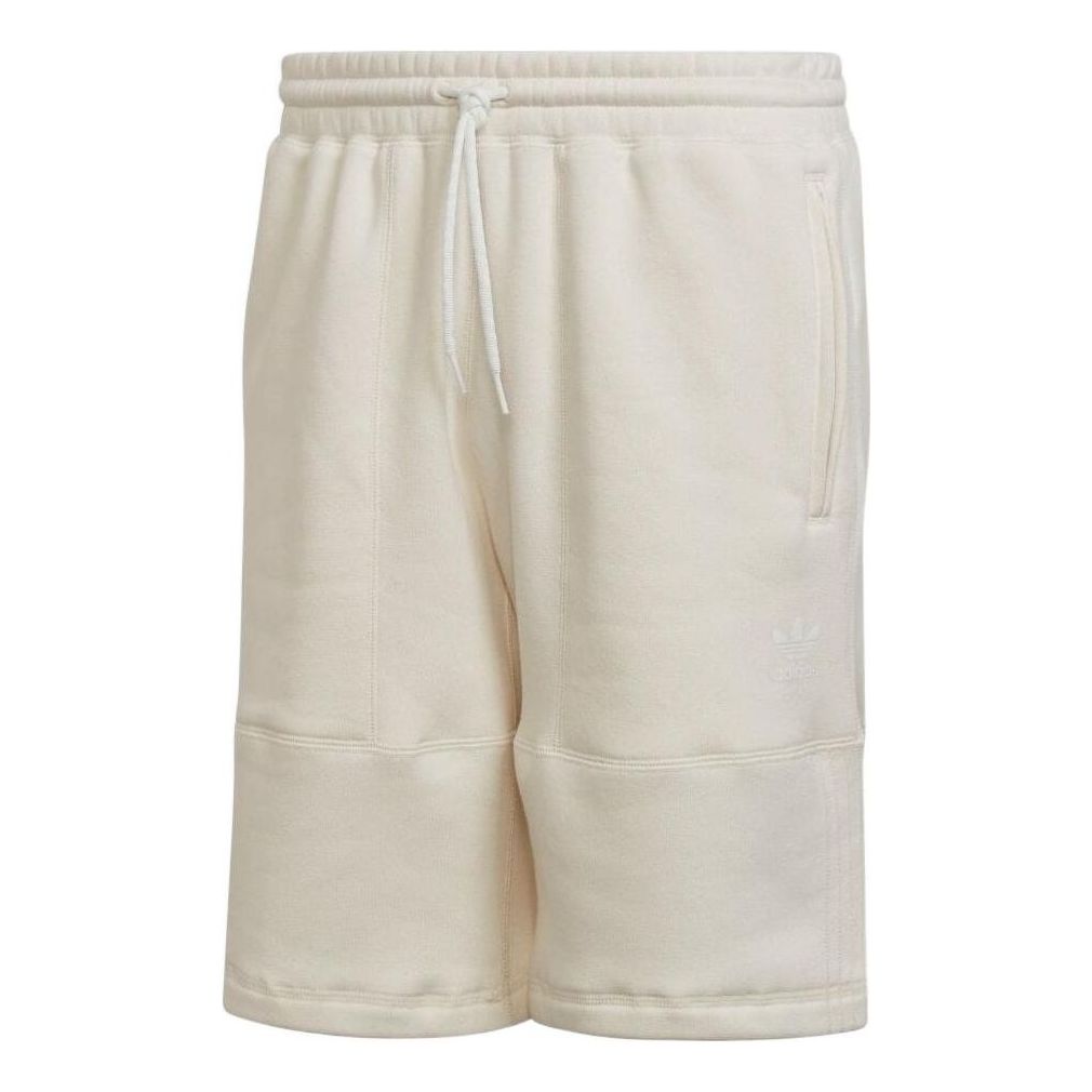 adidas originals Drawstring Pocket Solid Color Elastic Waistband Straight Shorts Japanese version Creamy White HC1969