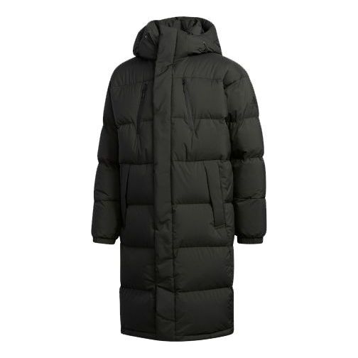 جاكيت adidas Puffy Long Down Stay Warm Outdoor Sports بغطاء رأس أسود EH4008