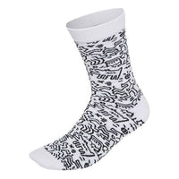 adidas neo x Crossover Graffiti Pattern Casual Socks Unisex One Pair White HC7209