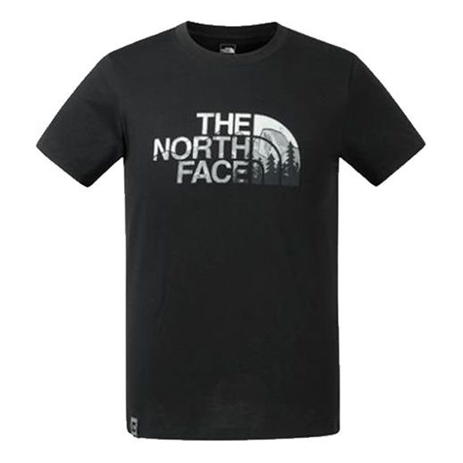 Men's THE NORTH FACE 19ss Outdoor Snow Mountain logo Short Sleeve Black NF0A3V4Q-JK3