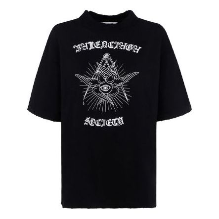 Balenciaga Slogan Printing Short Sleeve Black 641532TJV781000