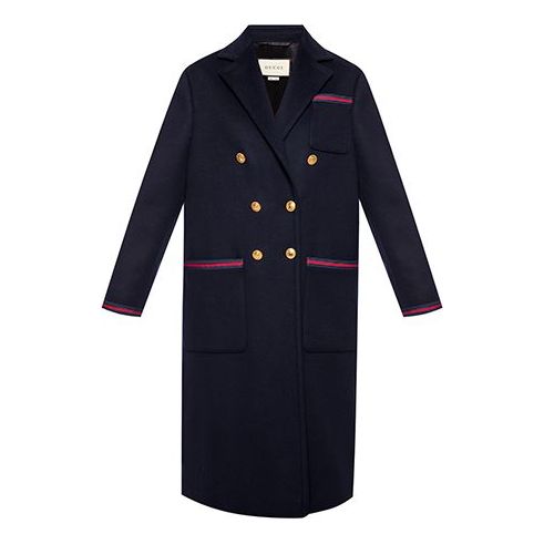 (WMNS) Gucci Double-Breasted Wool Coat For Navy 569916-ZHW03-4466