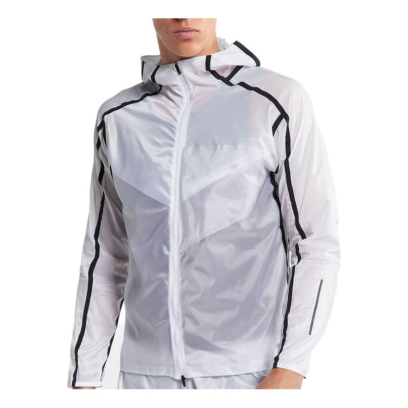 Men's Nike Colorblock Running Training Windbreaker Jacket White AQ6713-100