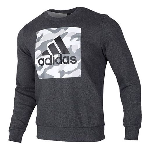 adidas logo Printing Camouflage Loose Sports Round Neck Pullover Gray FJ0222