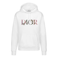 DIOR Flowers Floral Logo Embroidered Printed Loose Hooded Sweatshirt For Men Black 113J688A0531-C084