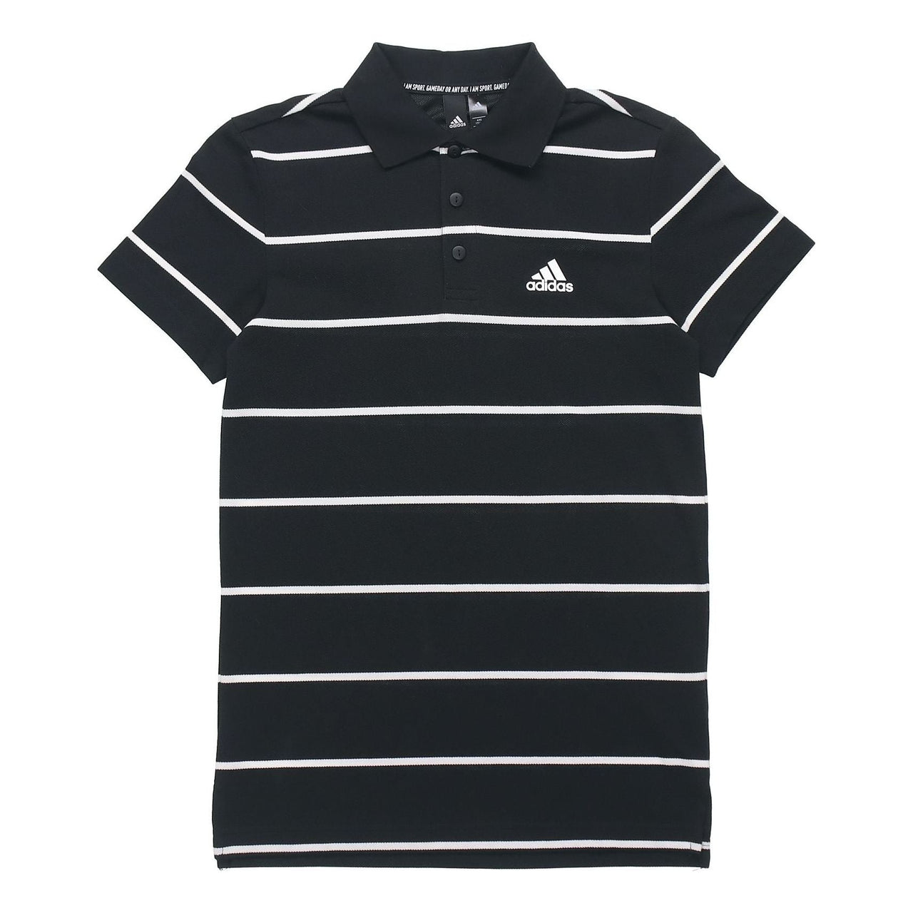 adidas YARN DYE Stripe Short Sleeve Polo Shirt Black FT2836
