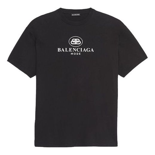 Men's Balenciaga SS21 B Alphabet logo Pattern Short Sleeve Black 570803TFV761000