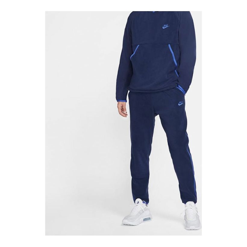 Nike Sportswear Solid Color Fleece Lacing Sports Long Pants Navy Blue Dark CU4372-410