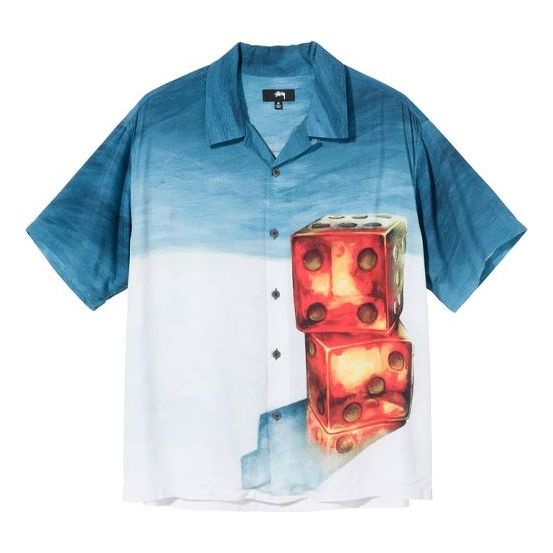 Stussy Dice Painting Shirt 'Blue' 1110170