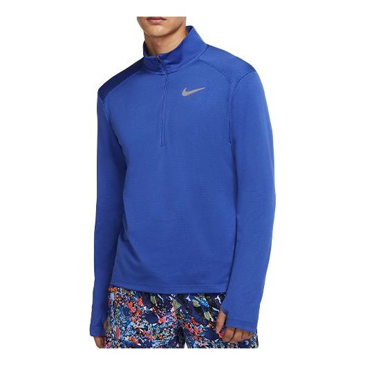 تيشيرت Nike Pacer Dri-FIT الرياضي بأكمام طويلة للجري باللون الأزرق الملكي BV4756-431