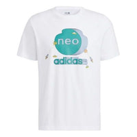adidas neo Sw Arc Contrasting Colors Logo Pattern Round Neck Short Sleeve White HC9694
