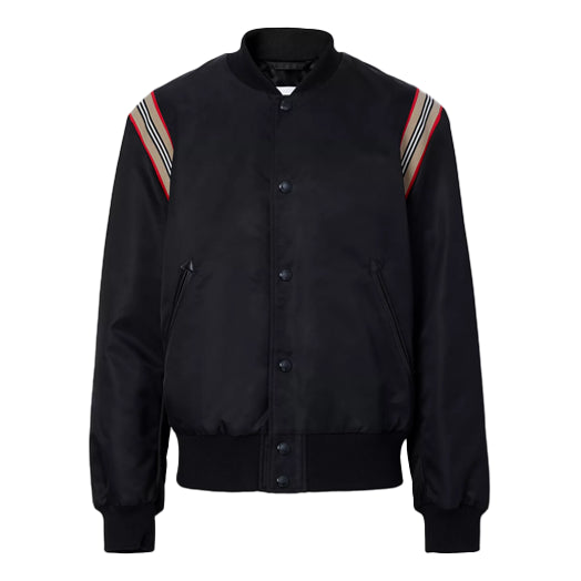 Burberry Classic Striped Shoulder Pilot Jacket For Men Black 80323621