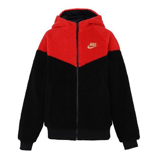 (GS) جاكيت Nike Kids Fleece Stay Warm Colorblock Hooded Jacket للأولاد باللون الأسود DJ4410-016