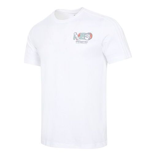 adidas neo Printing Sports Round Neck Short Sleeve White GR6921