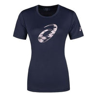 (WMNS) ASICS Spiral Graphic Short Sleeve T-Shirt Asia Sizing 'Midnight' 2032D020-402