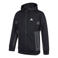 adidas St Kn Spcr Jkt Contrasting Colors Pocket Knit Sports hooded Logo Jacket Black H39239