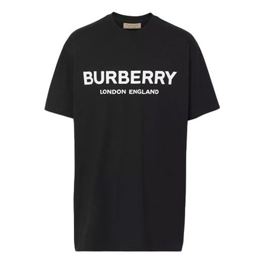 Burberry Logo Printing Cotton Short Sleeve Unisex Black 80094941