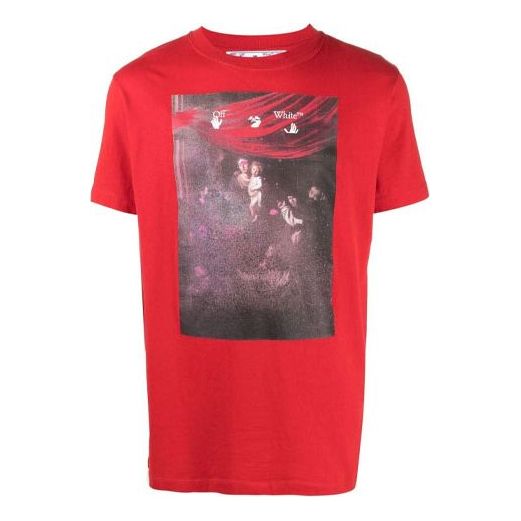 Off-White SS21 Printing Arrow Short Sleeve Loose Fit Red OMAA027S21JER0102501
