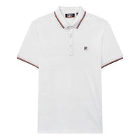 FILA Logo Solid Color Sports Short Sleeve Knitted Polo Shirt For Men White F11M021121G-WT