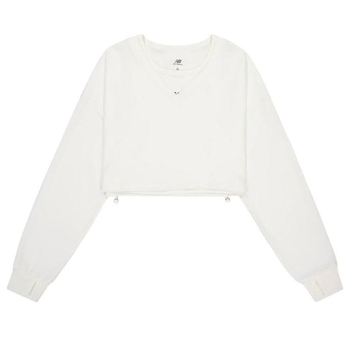 (WMNS) New Balance Crewneck Short With Long Sleeve Asia Sizing 'Ivory' NDE24272-IV