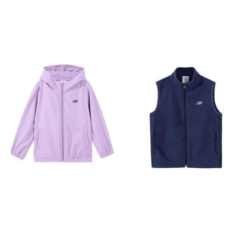 (GS) Skechers Logo Printed Loose Hooded Zip Jacket Suit 'Multi-Color' L422K079