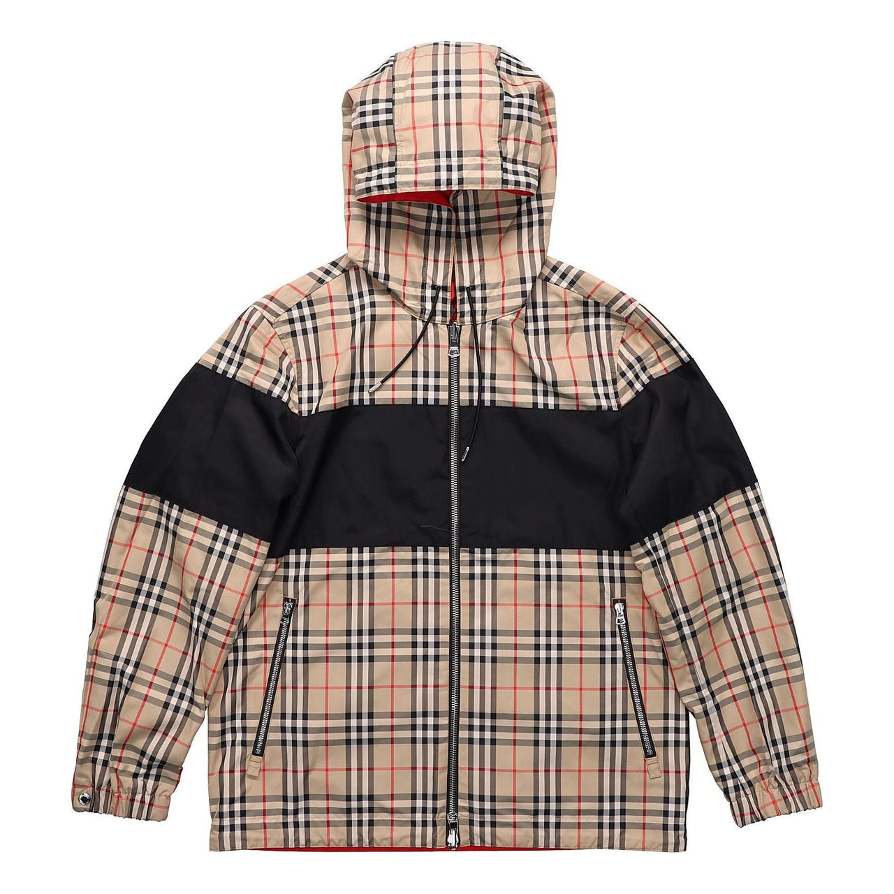 Men's Burberry Double Sided Classic Plaid Hooded Jacket Beige 80368941