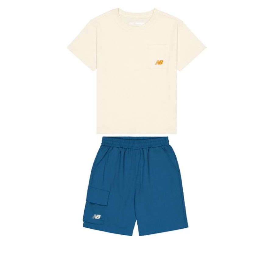 (PS) New Balance T-Shirt And Shorts 'White Blue' 2SE2E143-CM