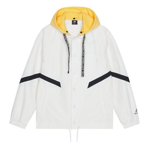 New Balance Logo Alphabet Printing Contrasting Colors Hooded Jacket White AMJ13361-IV