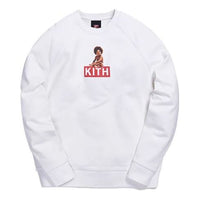Men's KITH x BIGGIE Crossover Logo Printing Round Neck Long Sleeves White KH2434-101