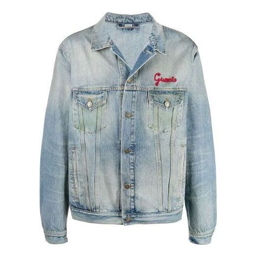Gucci Cat Logo Embroidered Denim Jacket Denim 'Blue' 631186-XDBGS-4452